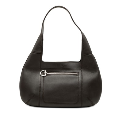 サルヴァトーレフェラガモ ガンチーニ ワンショルダーバッグ ハンドバッグ ブラウン レザー レディース Salvatore Ferragamo 【中古】