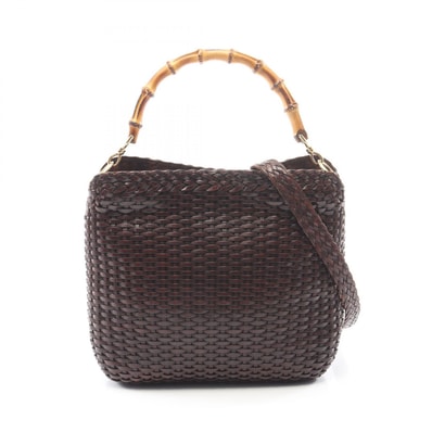 グッチ GUCCI バンブー 2WAY ハンドバッグ バッグ レザー レディース ブラウン系 001・0166・1638 【中古】
