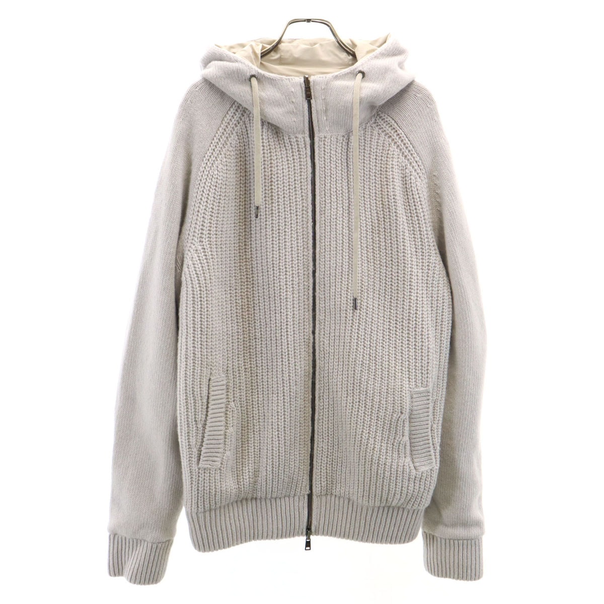 Herno ヘルノ ウール 長袖 リバーシブル ニット ジップパーカー 50 グレー