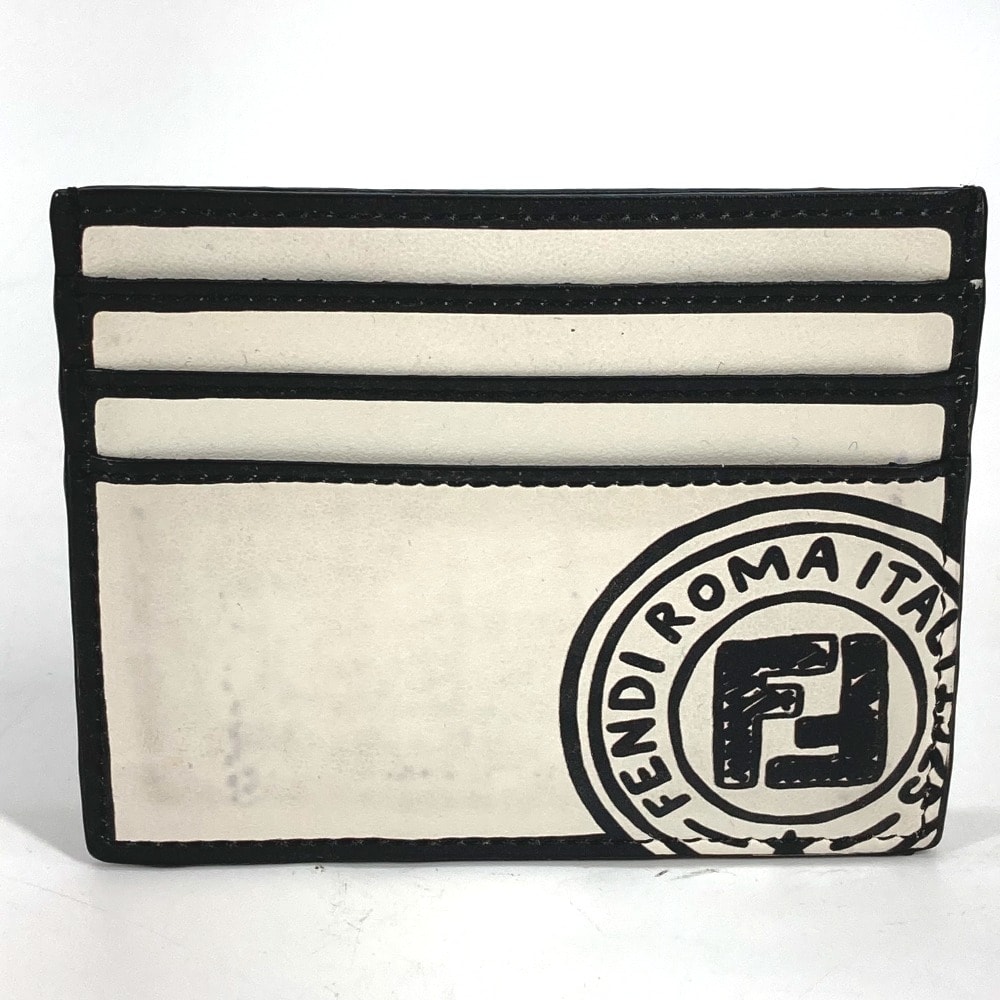 フェンディ FENDI ロゴ 7M0164 ジョシュアヴィーダス Joshua Vides  コラボ パスケース 名刺入れ カードケース レザー ホワイト