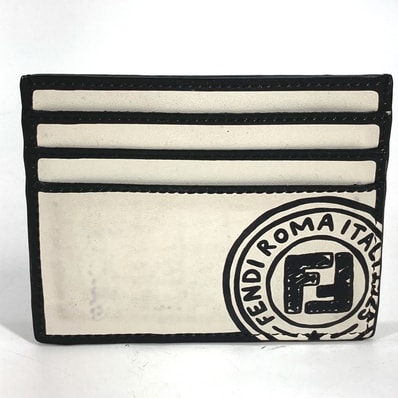 フェンディ FENDI ロゴ 7M0164 ジョシュアヴィーダス Joshua Vides コラボ パスケース 名刺入れ カードケース レザー ホワイト