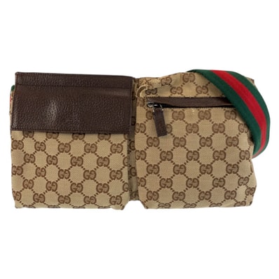GUCCI グッチ シェリーライン ベージュ ブラウン GGキャンバス レザー/ ボディバッグ ウエストポーチ 603351 【中古】