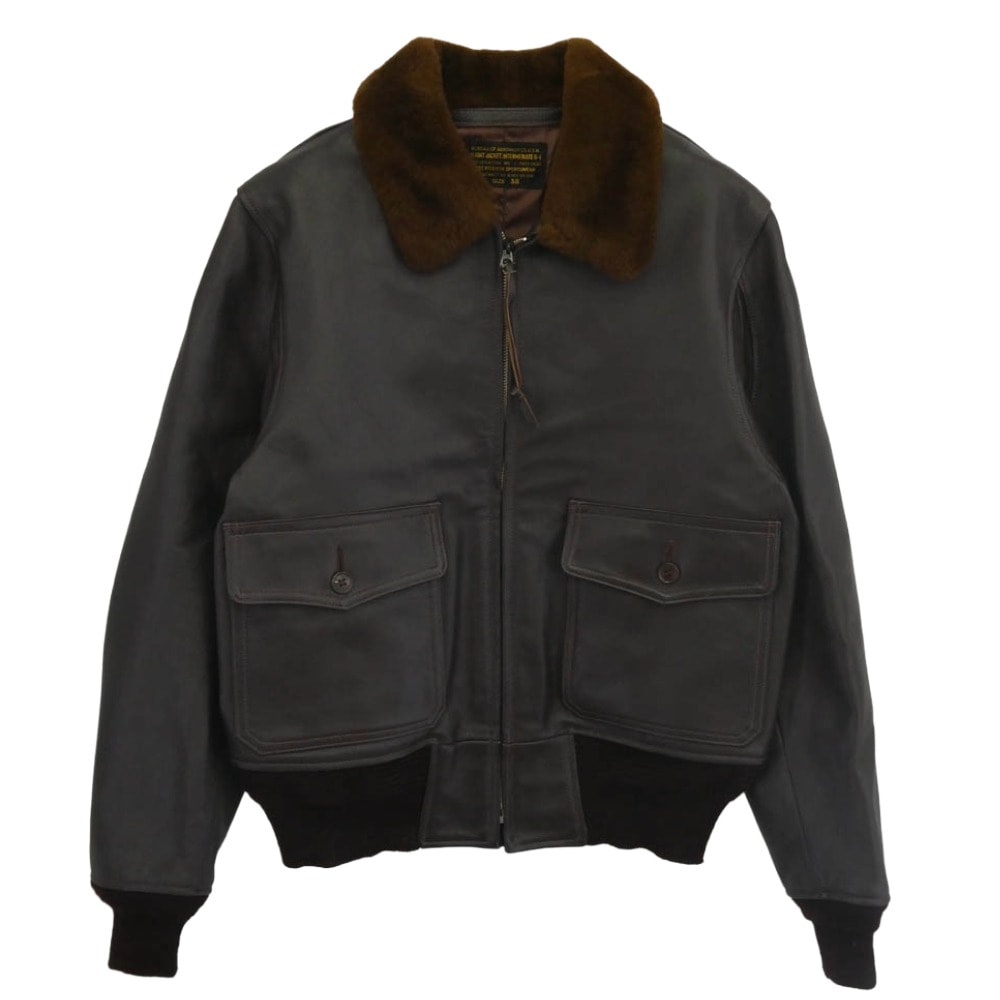 Buzz Rickson's バズリクソンズ レザージャケット BR80145 AERO-U.S. NAVY  Type G-1 JACKET, FLYING レザー フライト ジャケット ダークブラウン系 38【中古】