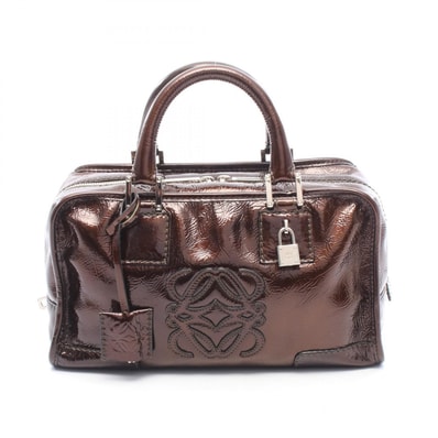 ロエベ LOEWE アマソナ28 ハンドバッグ バッグ パテントレザー レディース ブラウン系 311.06.001 【中古】