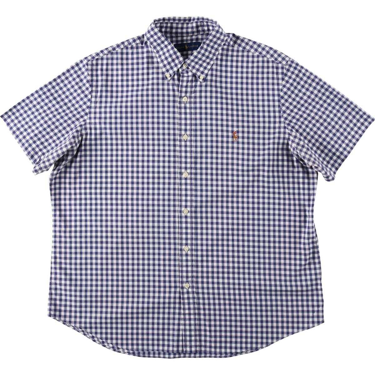 古着 ラルフローレン Ralph Lauren ギンガムチェック 半袖 ボタンダウン チェックシャツ メンズXL相当/eaa644860