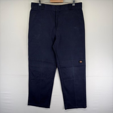 古着 ディッキーズ Dickies パンツ ワーク ワンポイントロゴ ジッパーフライ ダブルニー ツールポケット W38 L34 ネイビー系 メンズ