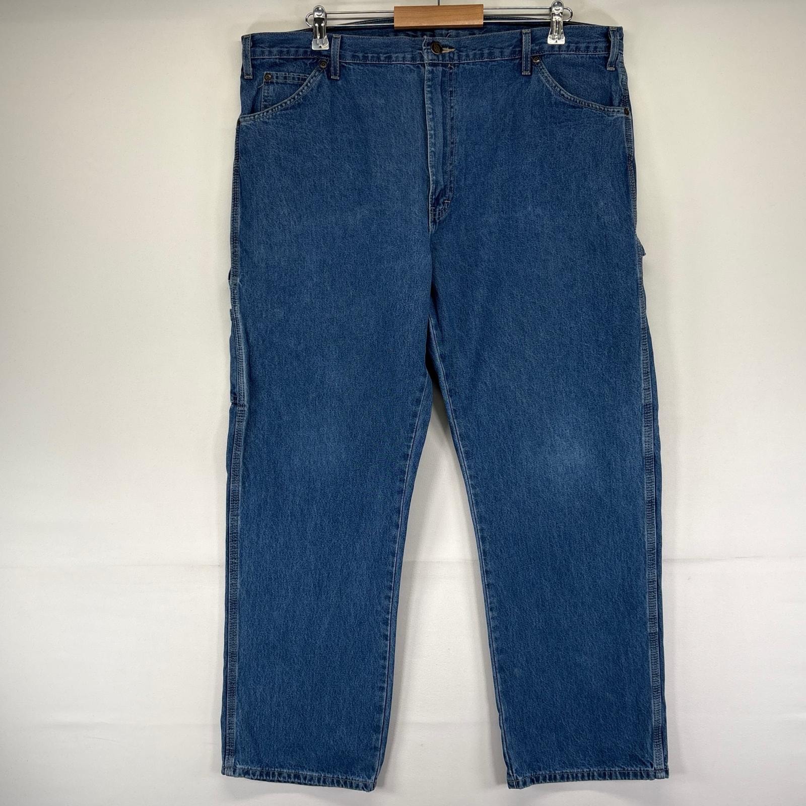 古着 ディッキーズ Dickies デニム パンツ デニムペインターパンツ ジッパーフライ ワンポイント 大きいサイズ w40 L30  ブルー系 メンズ