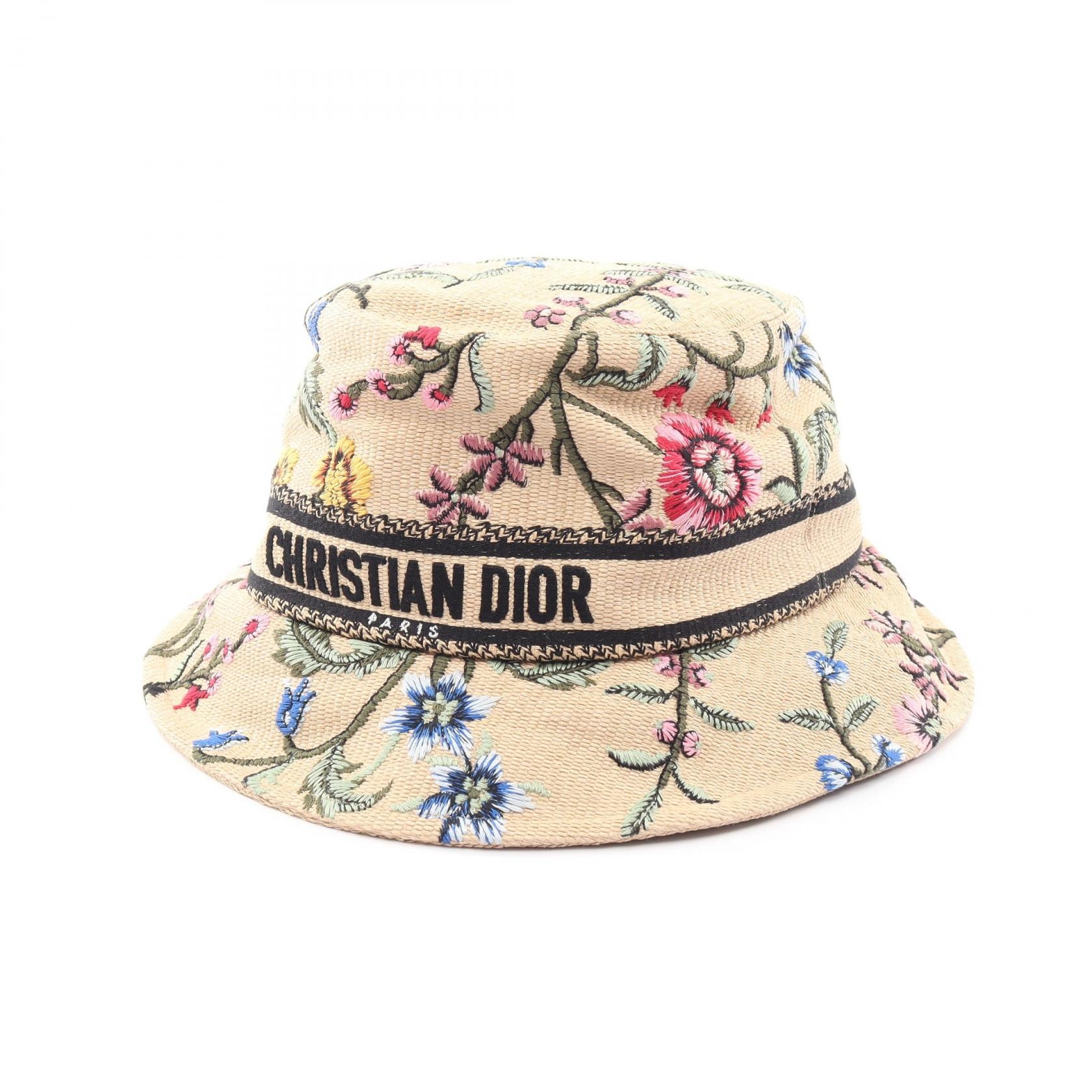 ディオール Dior D-Bobby ボブハット 花柄 刺繍 バケット ハット 帽子 コットン ナイロン レディース ベージュ系 / マルチカラー 【中古】