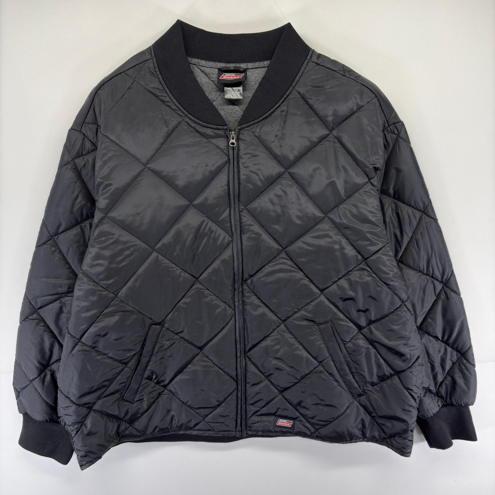 古着 ディッキーズ Dickies ジャケット 中綿 大きいサイズ キルティング ワンポイントロゴ 3XL  ブラック系 メンズ