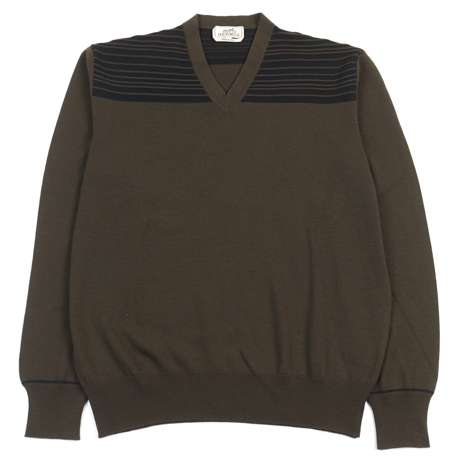美品 エルメス ニット カーキグリーン系 メンズ XL