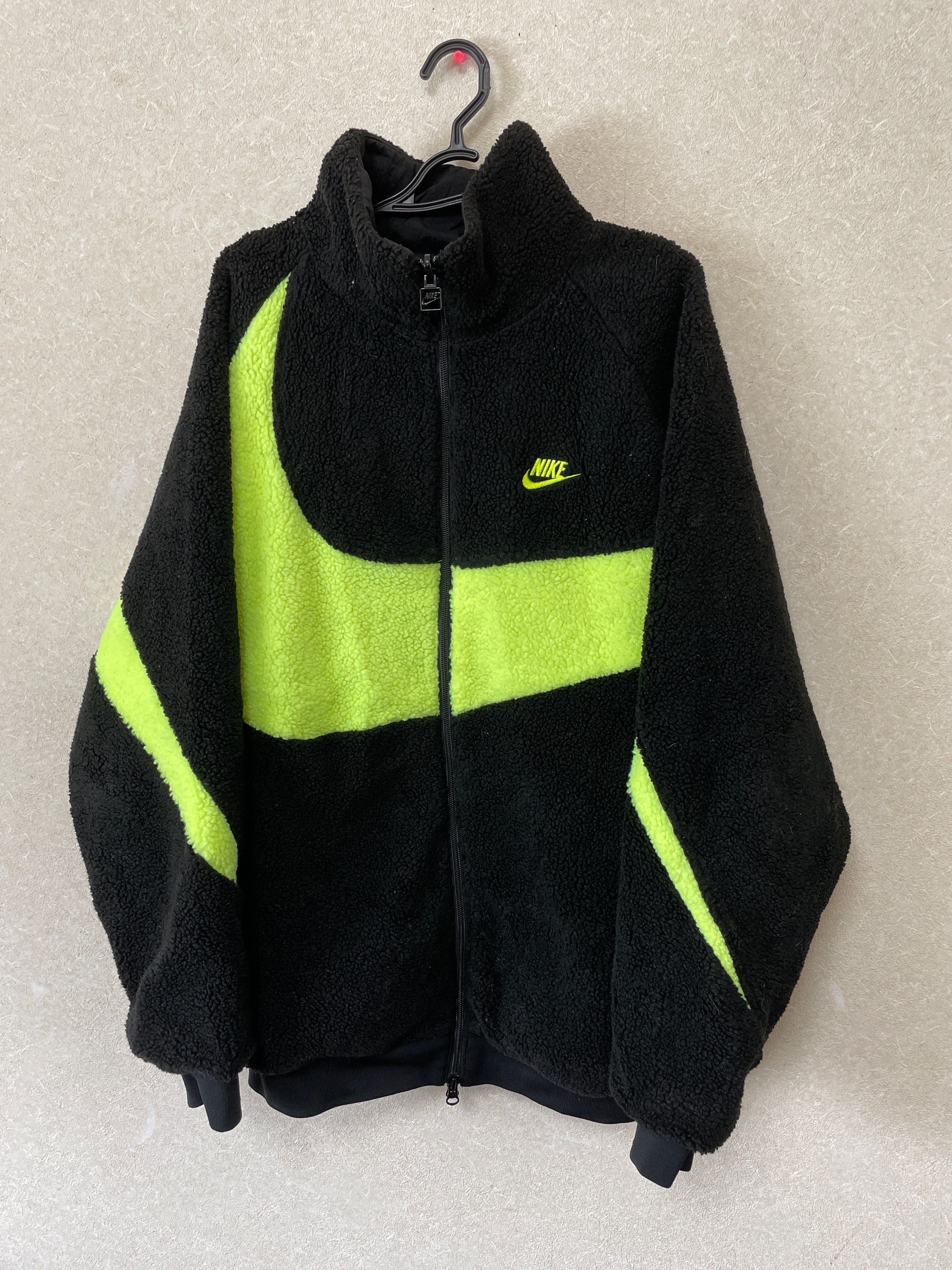 Nike Big Swoosh Reversible Boa Jacket"Black Neon"