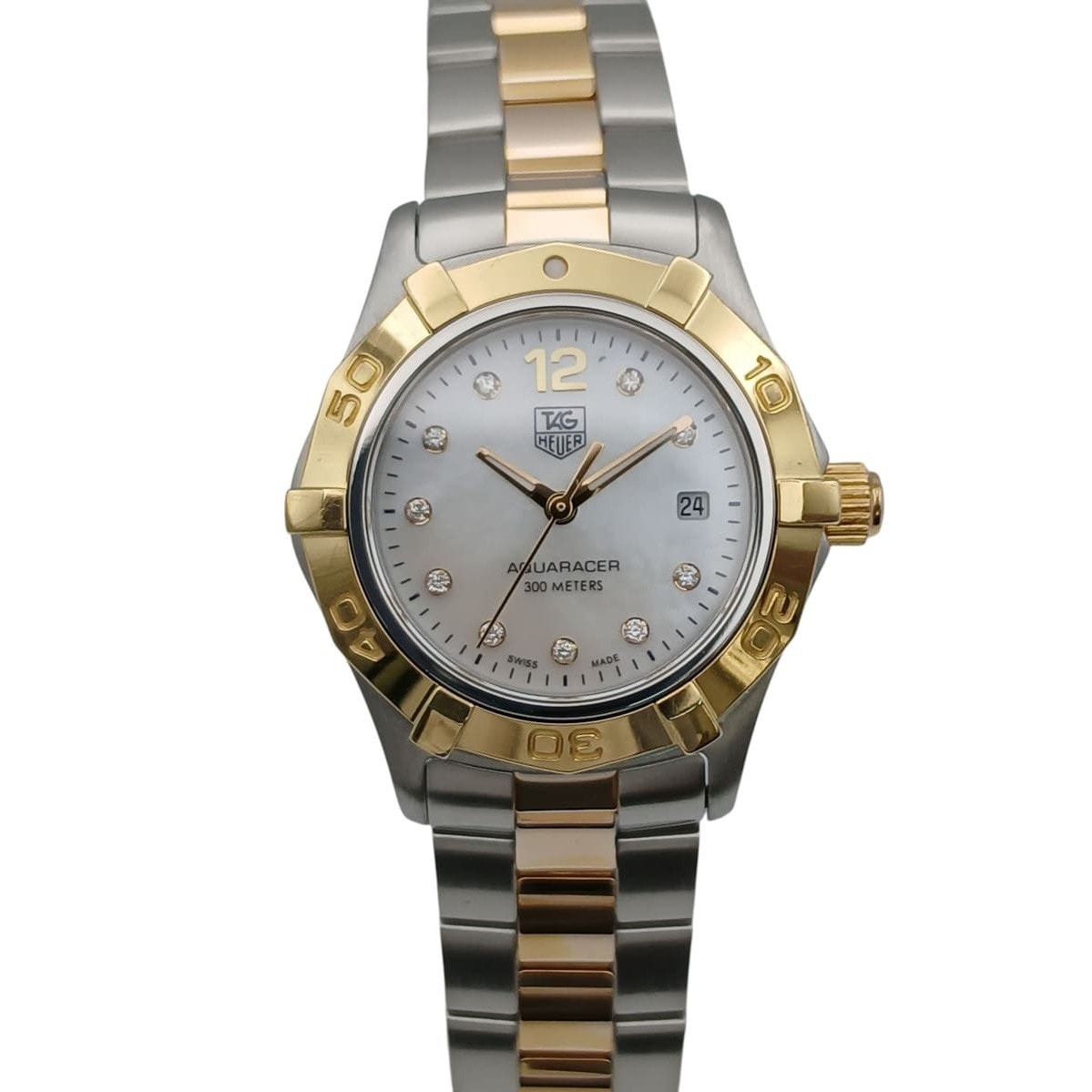 TAG HEUER タグホイヤー アクアレーサー 2000 10P ダイヤモンド MOP 27mm 腕時計 WAF1425.BB0825 ステンレススチール シルバー ゴールド  レディース【中古】