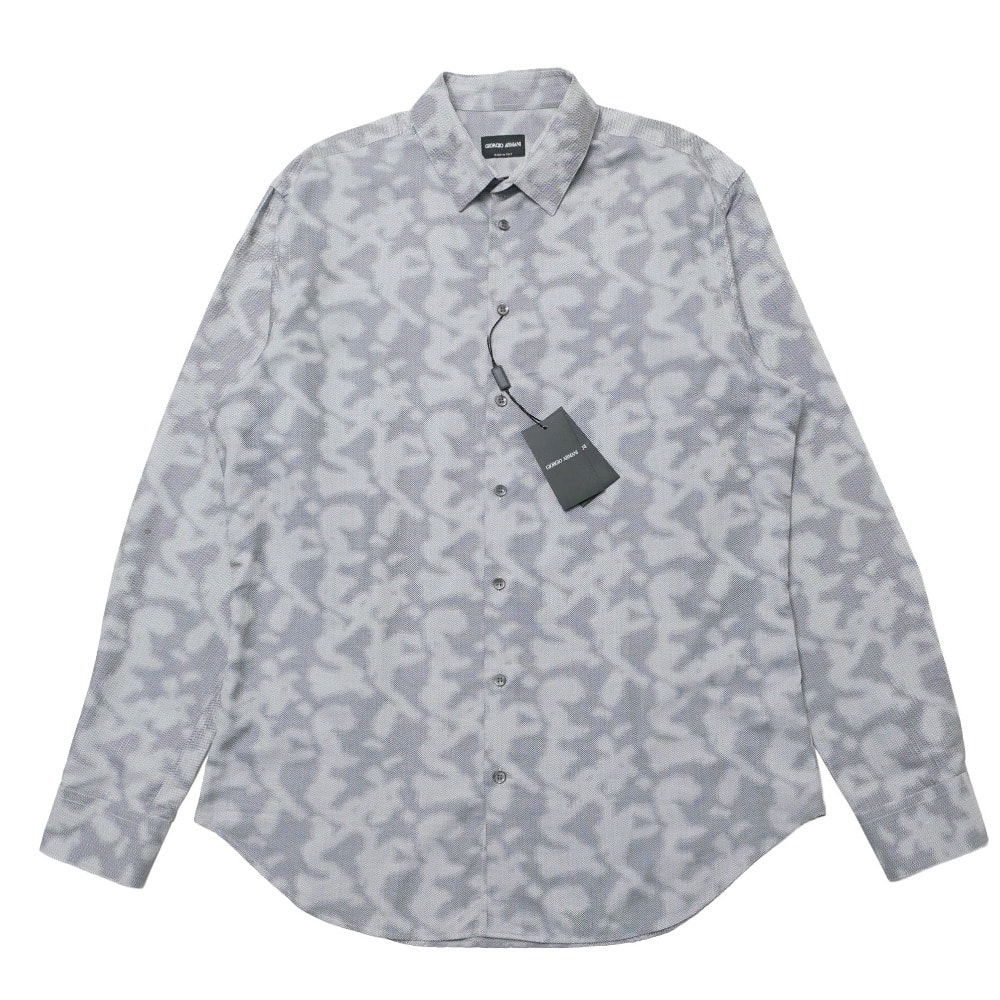 ■未使用品■GIORGIO ARMANI ジョルジオアルマーニ 長袖シャツ サイズ43/17 ドレスシャツ 総柄 ヘリンボーン イタリア製 20260122/RA7421