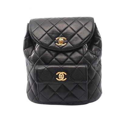 シャネル CHANEL マトラッセ ターンロック チェーン リュックサック バックパック バッグ ラムスキン(羊革) レディース ブラック系 A04194 【中古】