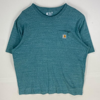 古着 カーハート Carhartt 半袖Tシャツ ワンポイント ルーズフィット 霜降り柄 クルーネック XL ブルー系 メンズ