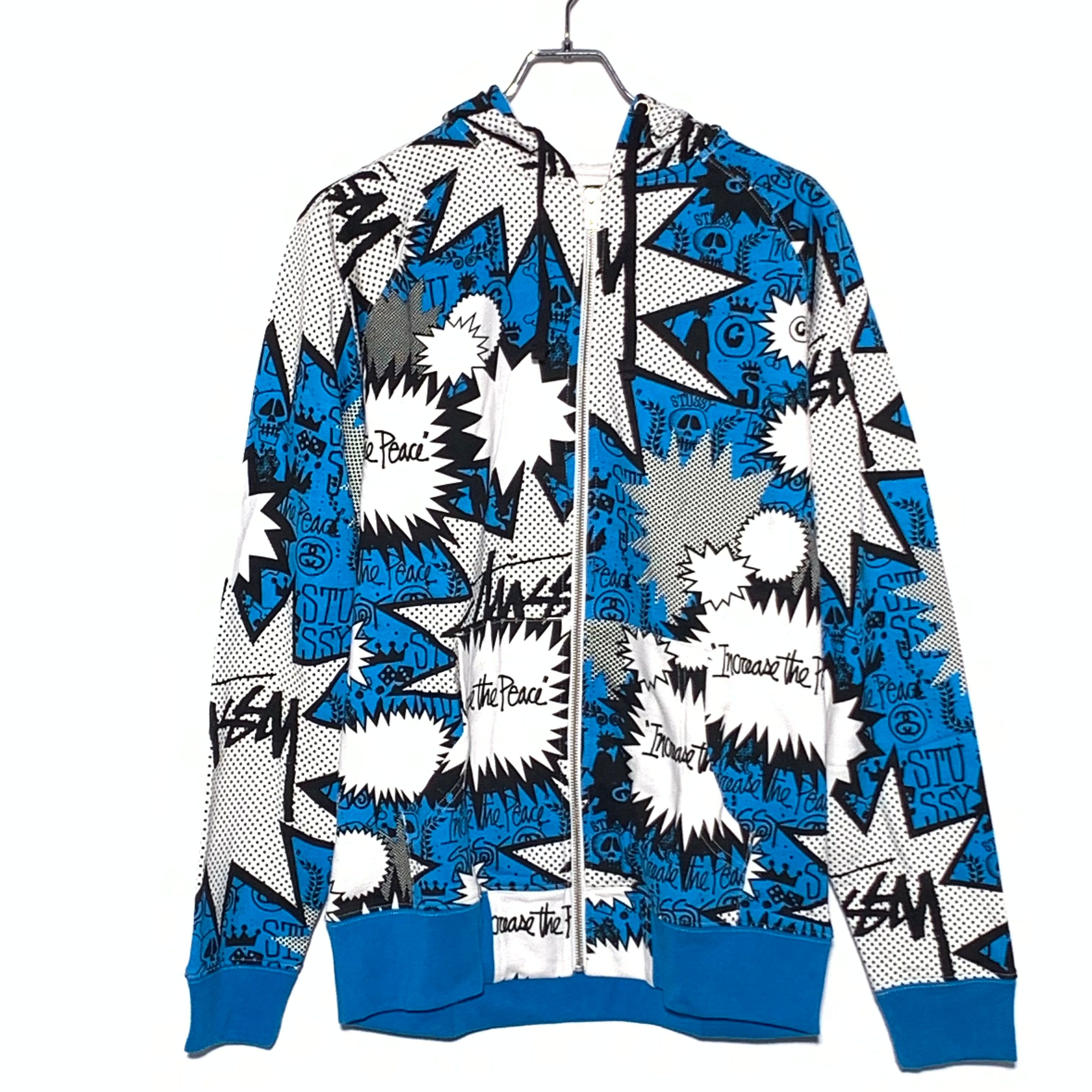 Pop Shout Full Zip Hoodie Blue x White