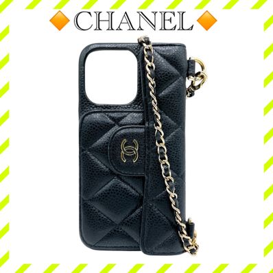 CHANEL Iphone 13 Pro Case Grain Lambskin "Black"