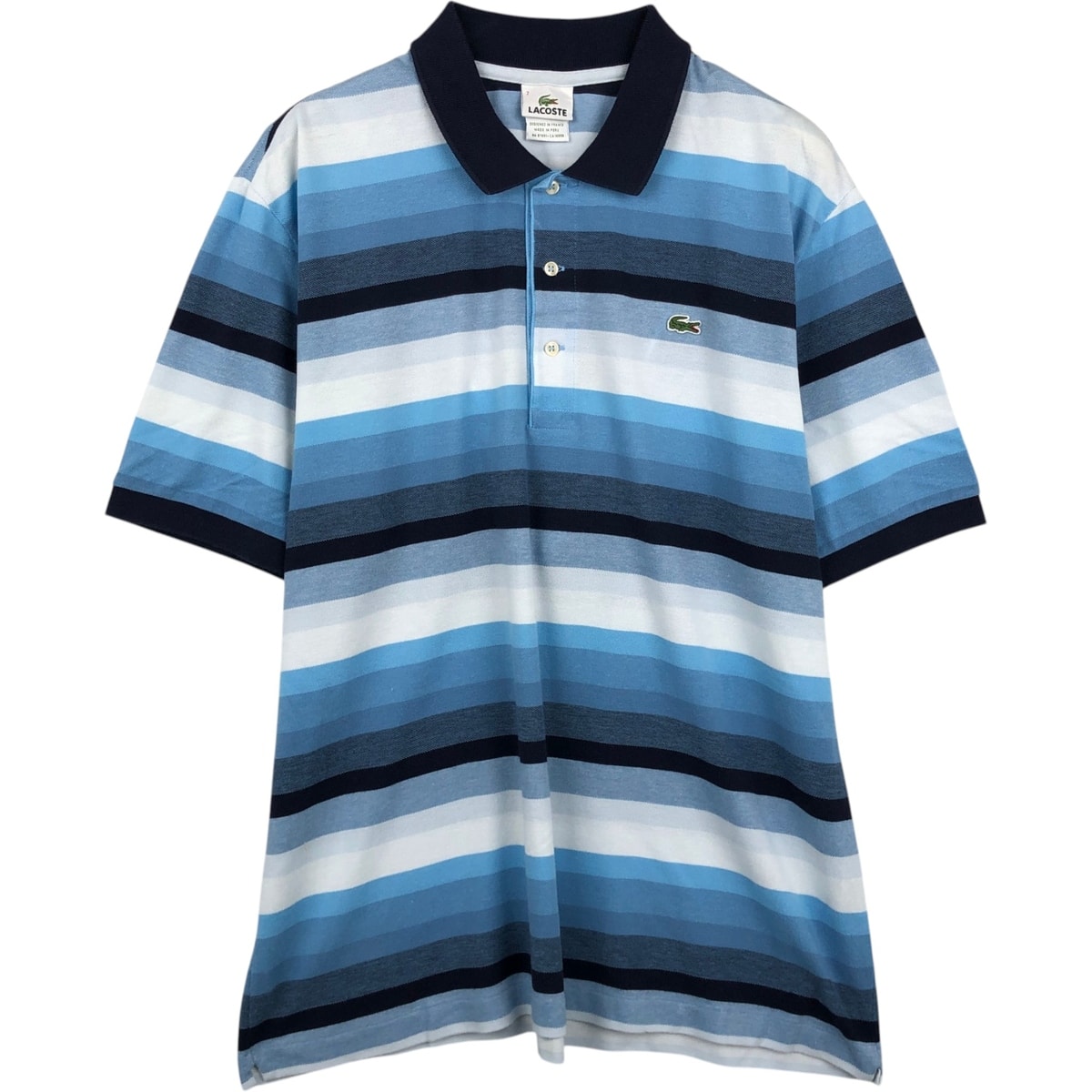 古着 ラコステ LACOSTE フランス企画 マルチボーダー 半袖 ボーダー ポロシャツ 7 メンズXXL相当/eaa622980