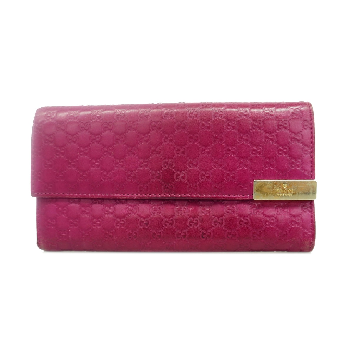 【6id5211】グッチ 長財布 マイクログッチシマ 291099 レザー ピンク シャンパンゴールド金具【中古】レディース