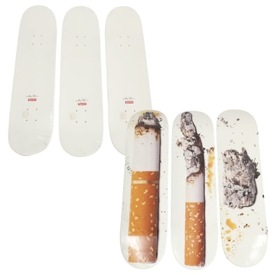 【中古】シュプリーム Supreme 2016年春夏 Urs Fischer Skateboard スケートボード デッキ スケボー 3枚セット ホワイト系【メンズ】