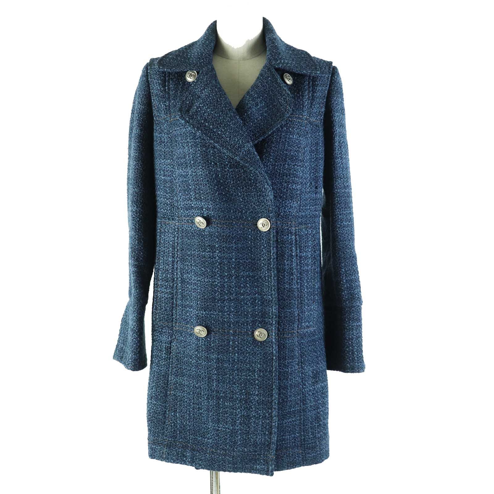 シャネル
 コート ブルー レディース 38 P39399