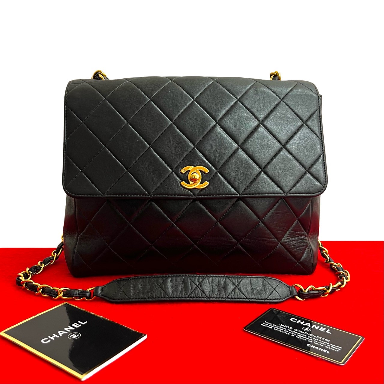 CHANEL シャネル マトラッセ ココマーク ラムスキン ショルダーバッグ ブラック
 35988