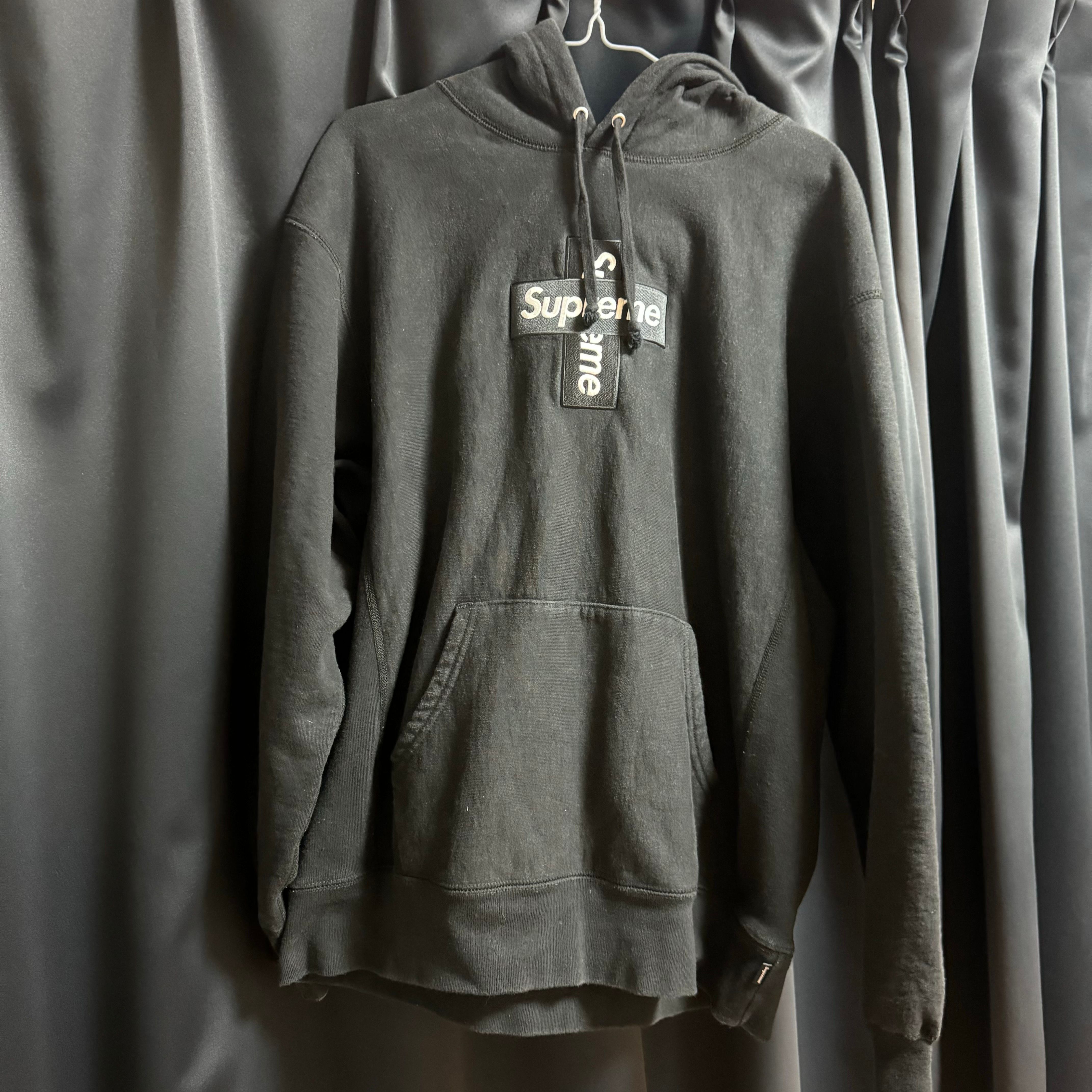 Supreme Cross Box Logo Hooded Sweatshirt "Black"