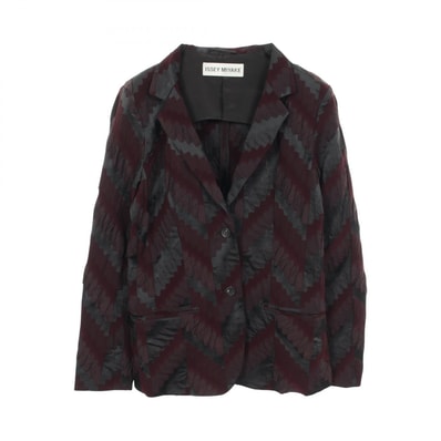イッセイミヤケ ISSEY MIYAKE 総柄 テーラードジャケット 衣料品 アウター ナイロン ポリエステル レディース ブラック系 / パープル系 【中古】