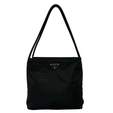 PRADA プラダ トートバッグ ナイロンバッグ トライアングルロゴ ナイロン ブラック 黒 シルバー金具 レディース【中古品】
