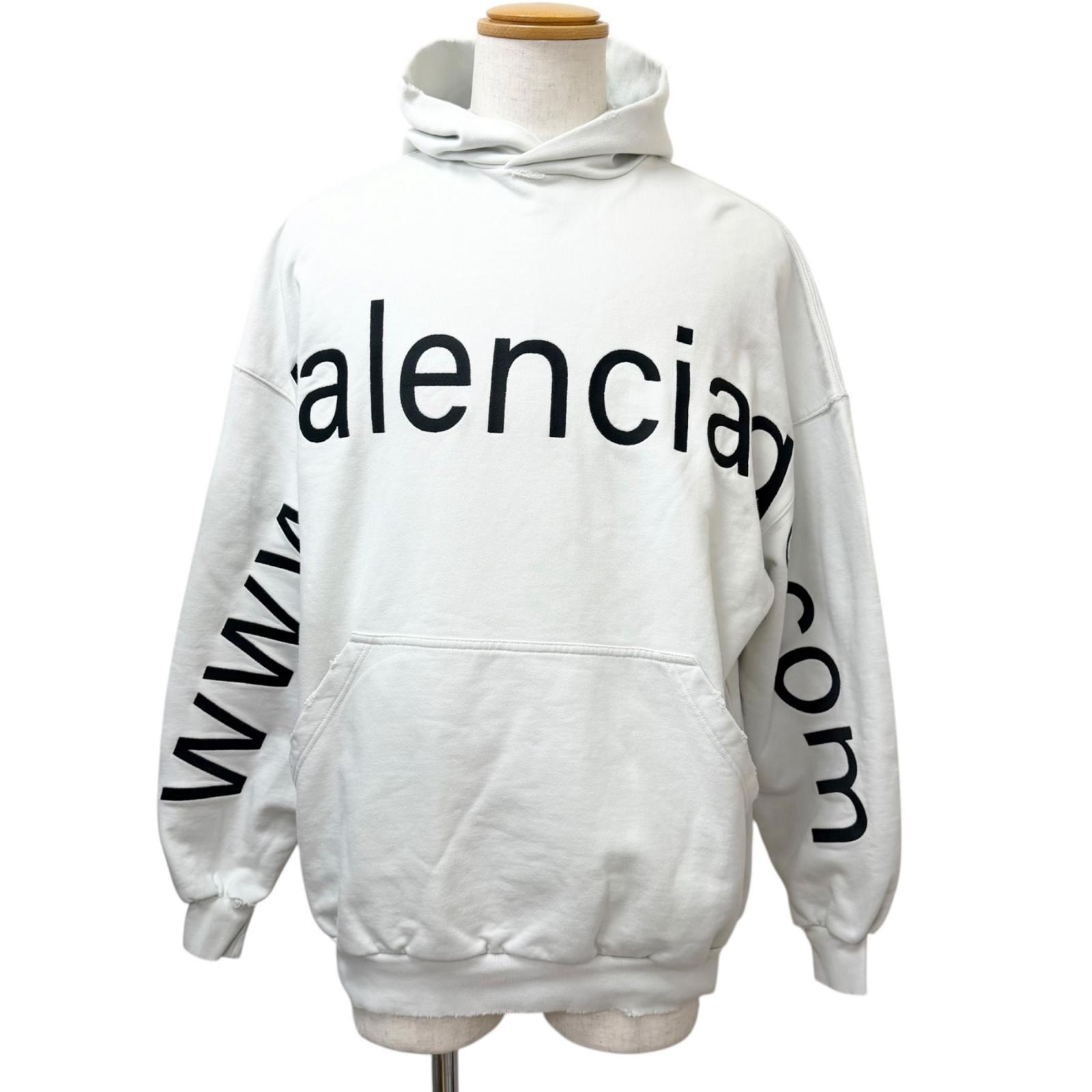 極美品 バレンシアガ パーカー LARGE FIT HOODIE オフホワイト