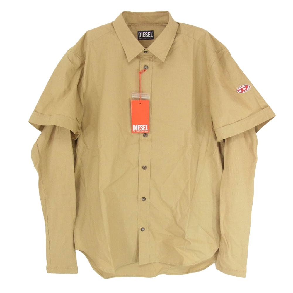 DIESEL ディーゼル その他トップス A04013 S-MARLEY-A レイヤード 長袖 シャツ カットソー ブラウン系 M【極上美品】【中古】