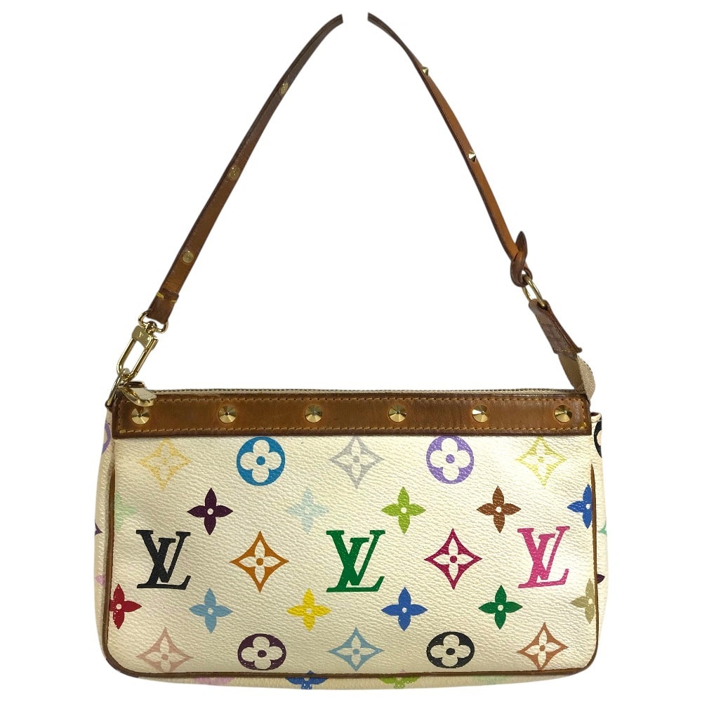 ルイヴィトン LOUIS VUITTON ポシェットアクセソワール M92649 モノグラムマルチカラー アクセサリーポーチ 肩掛け ハンドバッグ ショルダーバッグ モノグラムマルチカラーキャンバス ブロン ホワイト