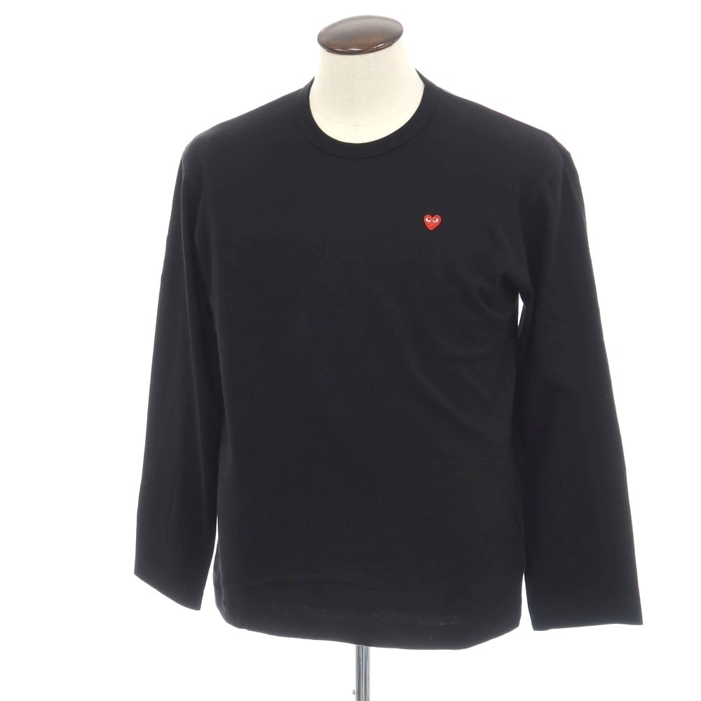 【中古】プレイコムデギャルソン PLAY COMME des GARCONS コットン クルーネック 長袖Tシャツ ブラック【サイズXL】【メンズ】