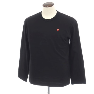 【中古】プレイコムデギャルソン PLAY COMME des GARCONS コットン クルーネック 長袖Tシャツ ブラック【サイズXL】【メンズ】