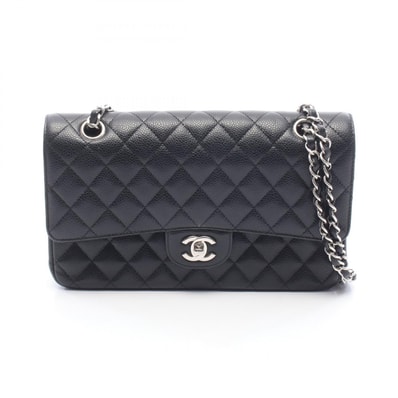 シャネル CHANEL マトラッセ Wフラップ ショルダーバッグ バッグ キャビアスキン(グレインドカーフ) レディース ブラック系 【中古】