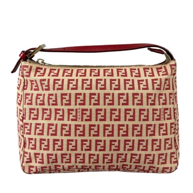 FENDI フェンディ ハンドバッグ ズッキーノ FFロゴ 8N0005 ナイロン レッド 赤 ゴールド金具 レディース【中古品】