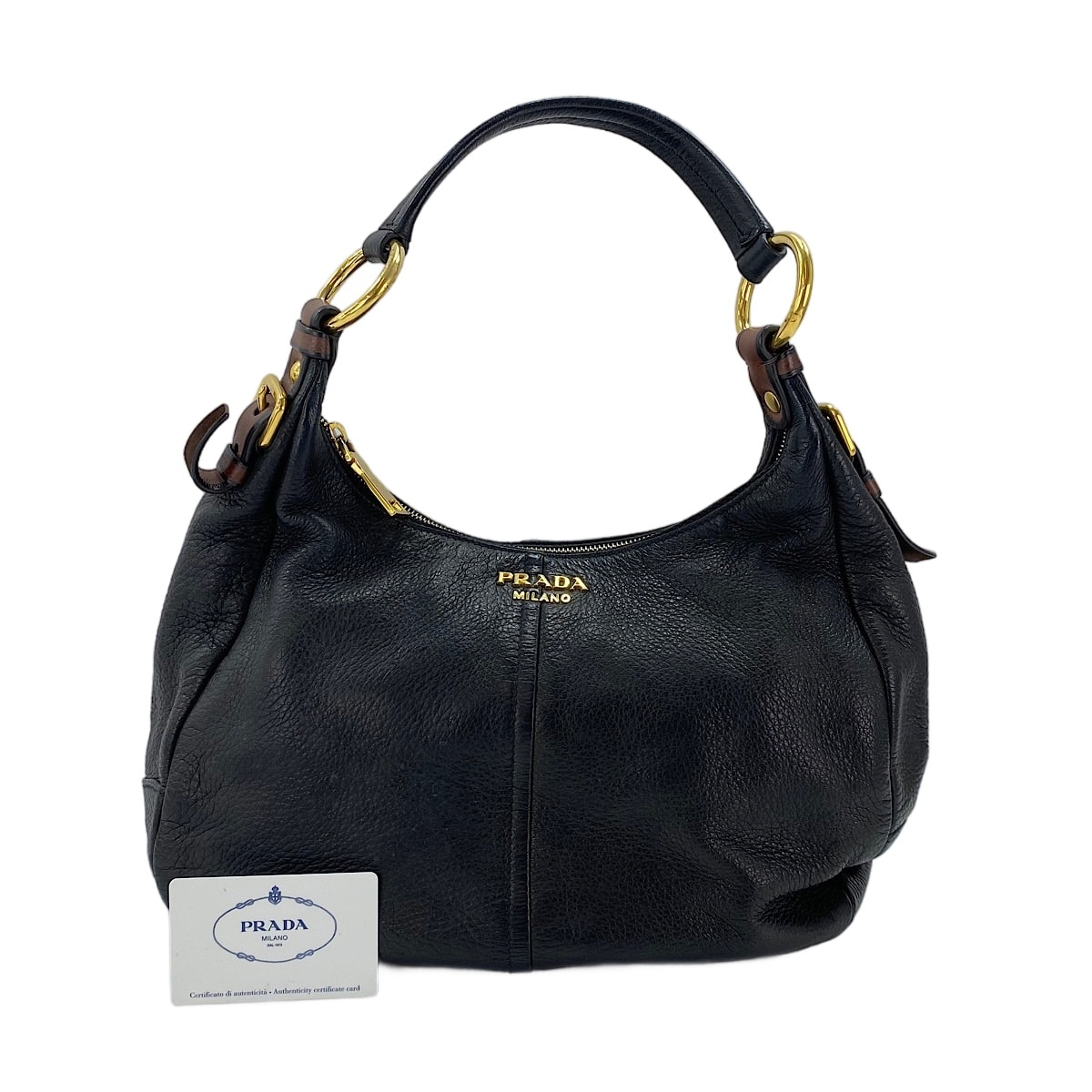 プラダ PRADA レザー ショルダーバッグ【中古】