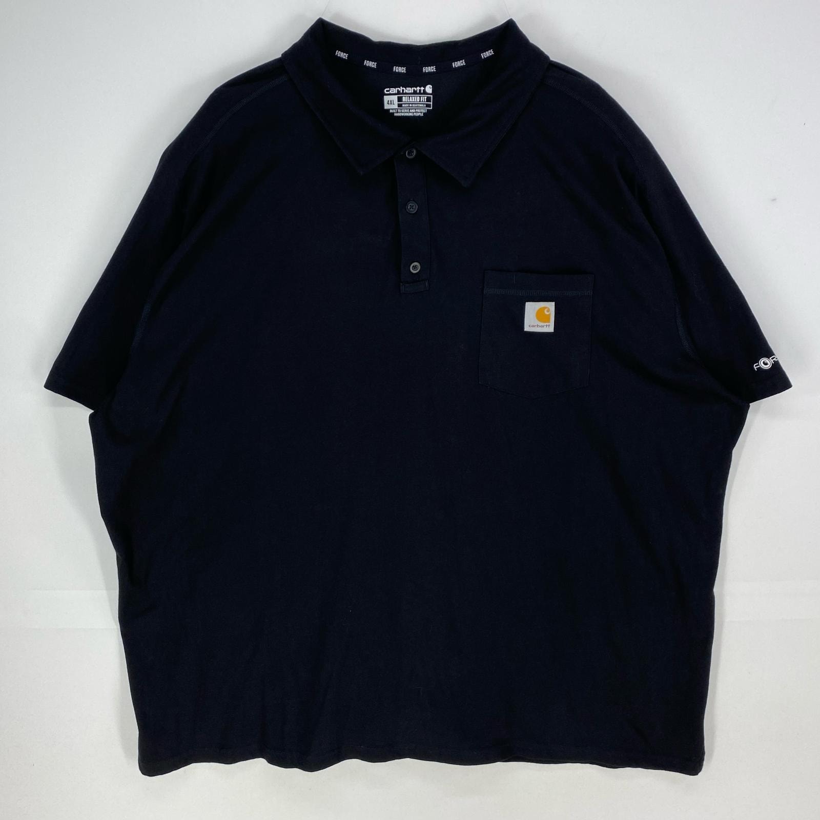 古着 カーハート Carhartt 半袖シャツ ワンポイント 胸ポケット ポロシャツ ショートスリーブ 4XL ブラック系 メンズ