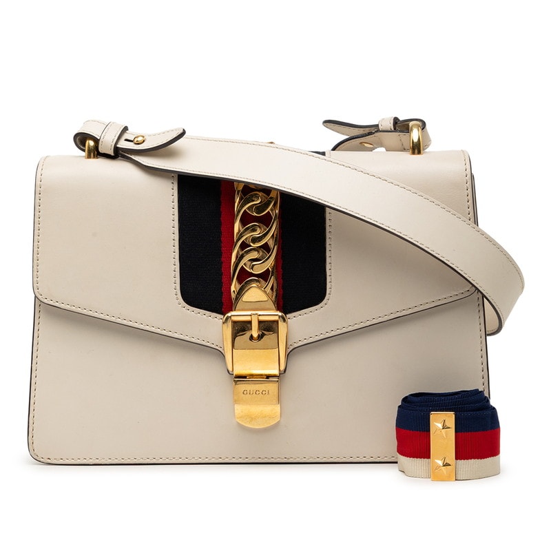 グッチ シェリーライン シルヴィ ショルダーバッグ 421882 ホワイト マルチカラー レザー レディース GUCCI 【中古】
