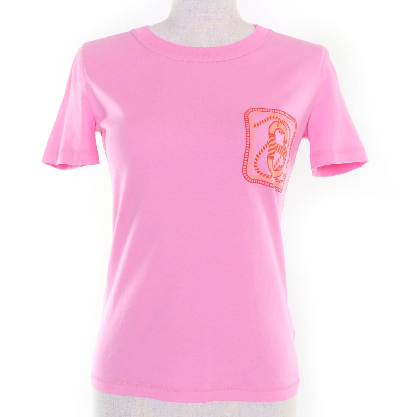 極美品 エルメス Tシャツ Canoe カノエ ピンク 34 3E4625DL