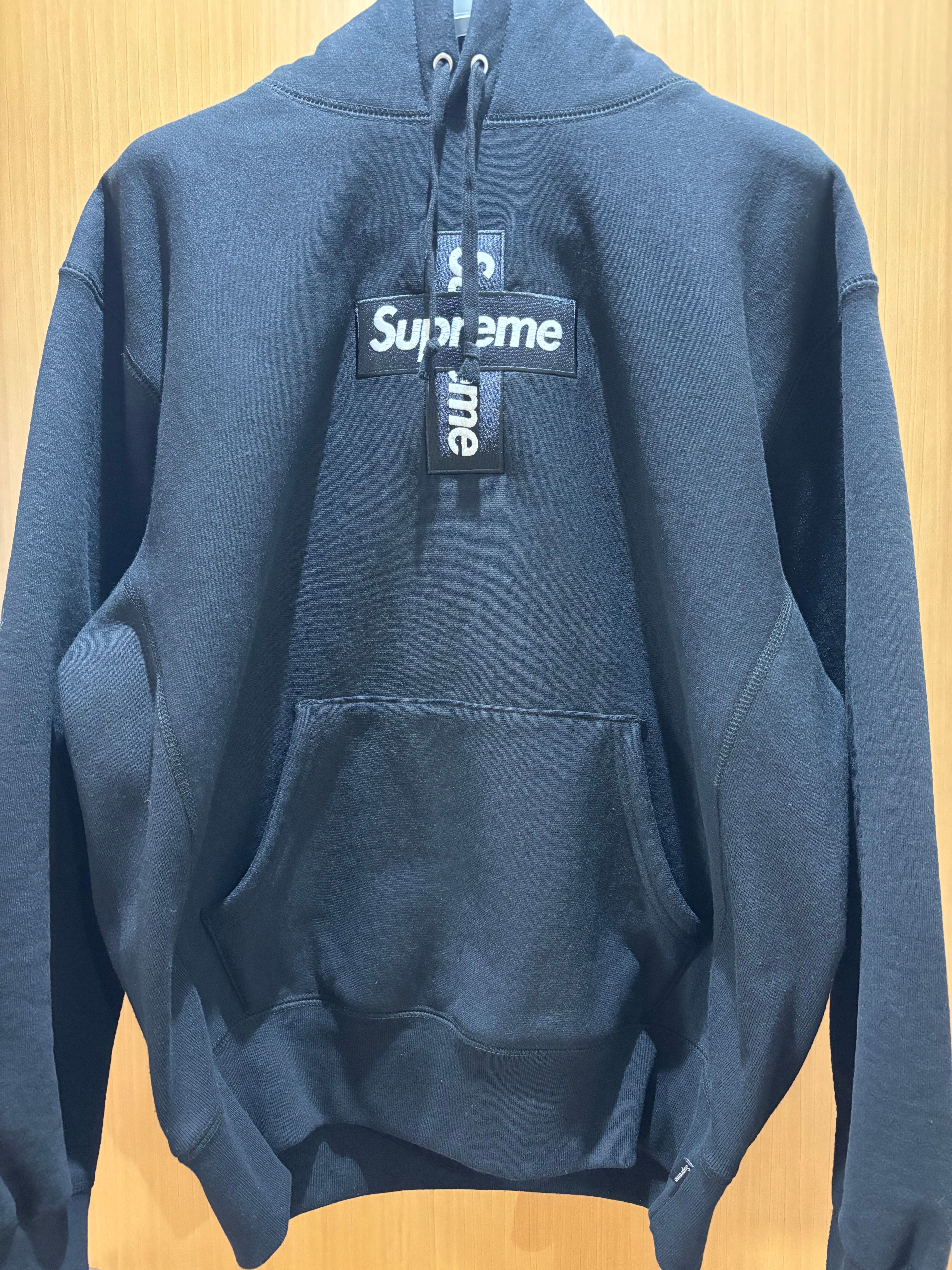 Supreme Cross Box Logo Hooded Sweatshirt "Black"