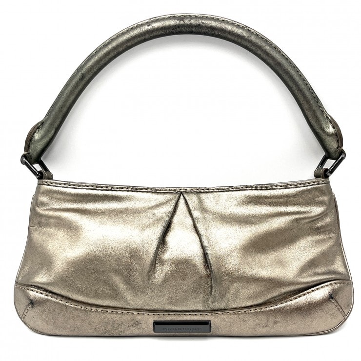 BURBERRY(バーバリー)ショルダーバッグ メタリックゴールド レザー ワンハンドル レディース【中古】