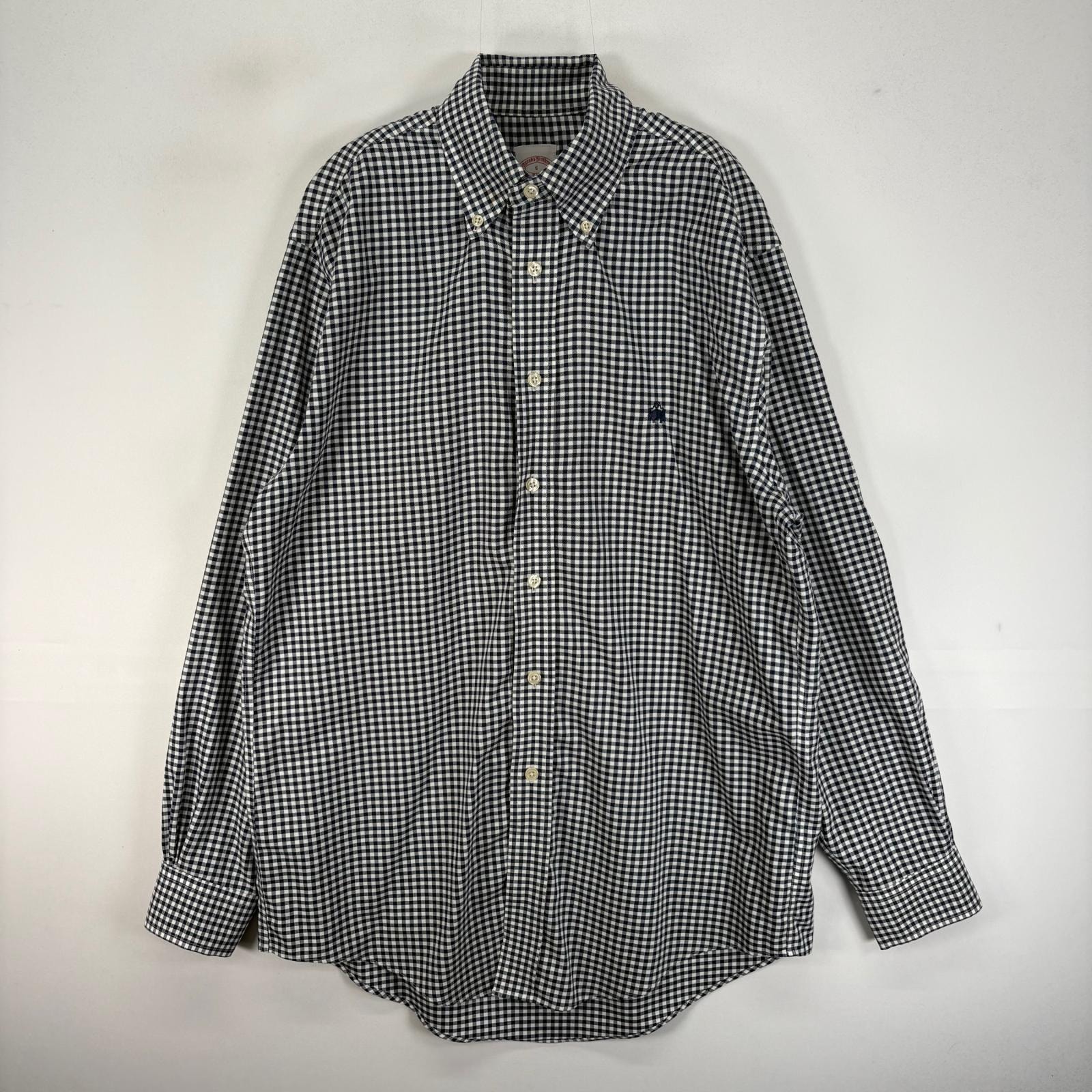 古着 ブルックスブラザーズ Brooks Brothers 長袖シャツ ボタンダウン ワンポイント S  ネイビー系 チェック メンズ