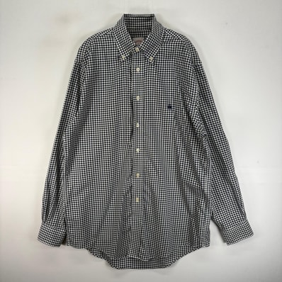 古着 ブルックスブラザーズ Brooks Brothers 長袖シャツ ボタンダウン ワンポイント S ネイビー系 チェック メンズ
