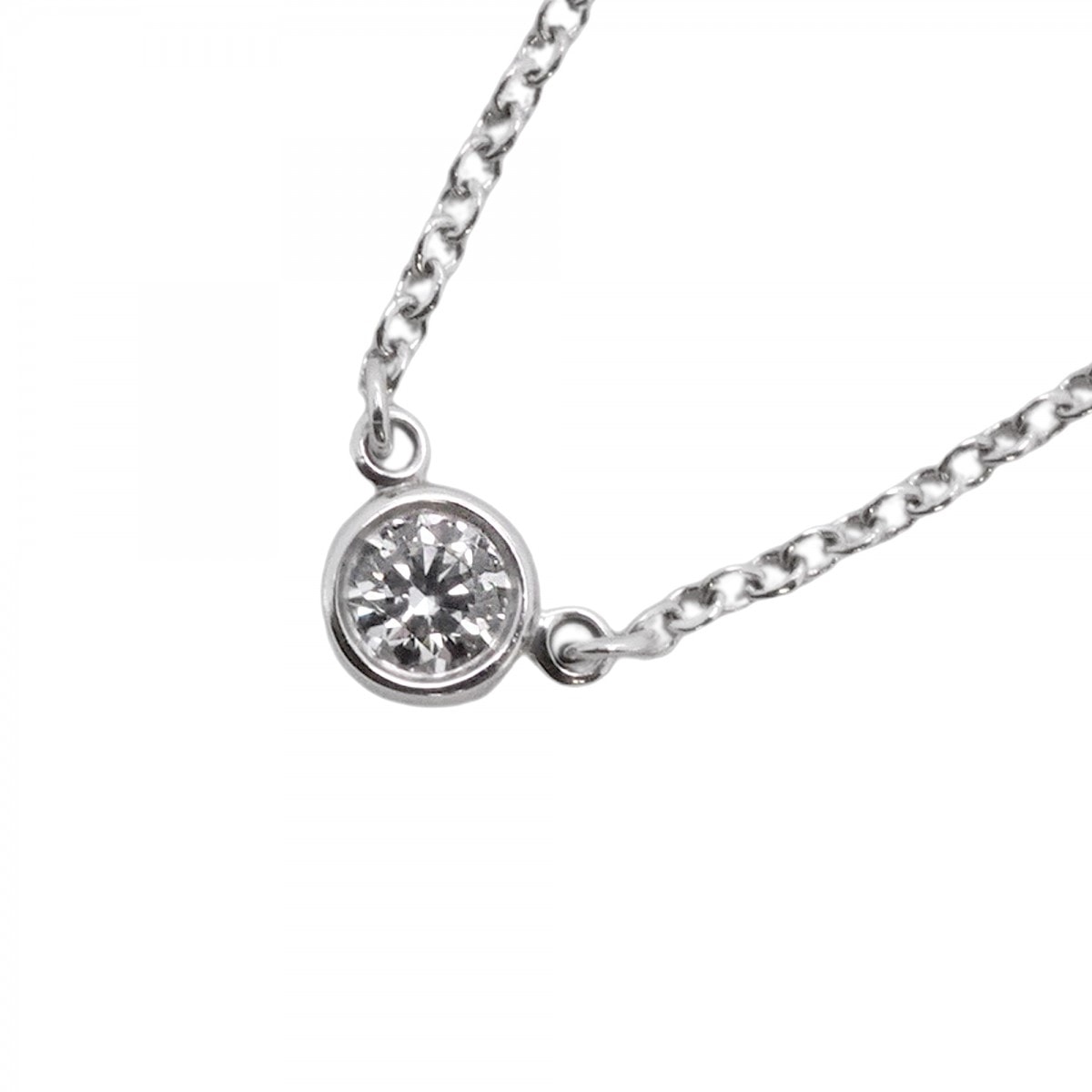 【6jdb0427-16】ティファニー ネックレス バイザヤード 1PD Pt950 プラチナ ダイヤモンド【中古】レディース