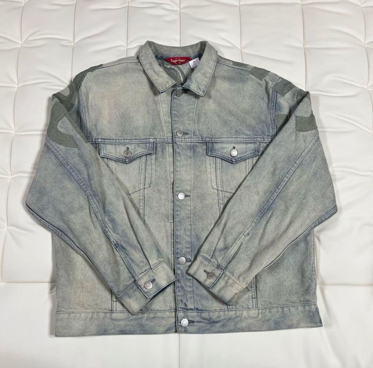 Supreme Inset Logo Denim Trucker Jacket "Dirty"