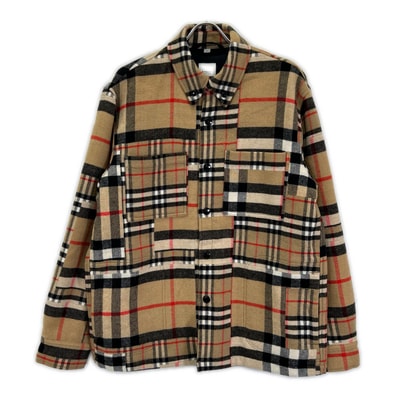 バーバリー ブラウン ノバチェック ウール CATERHAM BLOCK SHIRT M