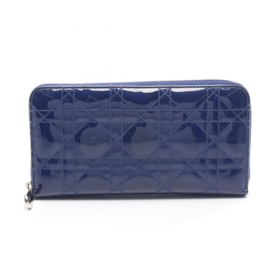 ディオール Dior レディディオール ラウンド長財布 財布 パテントレザー レディース ブルー系 【中古】