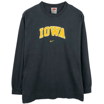 古着 00年代 ナイキ NIKE TEAM カレッジ センターロゴ IOWA アイオワ大学 ロングTシャツ ロンT メンズM相当/eaa661990