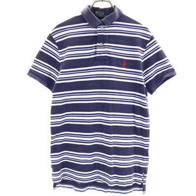 Polo by Ralph Lauren ポロバイラルフローレン ボーダー柄 半袖 ポロシャツ S ネイビー系 鹿の子